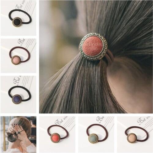 Xiwstar Elastic Button Hair Ties Bands Ropes Ponytail Holder Female Women Girls Hair Accessories
