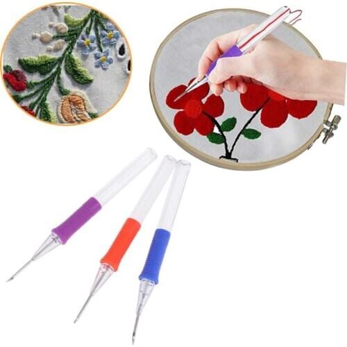 Hand Embroidery Pen Practical ABS Plastic DIY Crafts Magic Embroidery Pen Set Punch Needle Sewing Accessories DIY