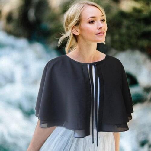 Shawl and Wraps for Wedding Dress White Chiffon Cape Prom Party Dress Wrap Cloak Wedding Women Formal Bolero Black Bridal Wrap