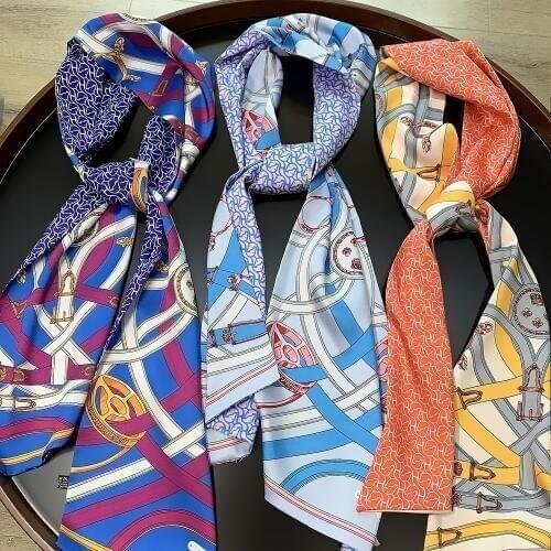 2019 New Design Double-deck Twill Belt Chain Women Scarf Neckerchief Silk Scarves For Ladies Fashion Head Scarf Handkerchief