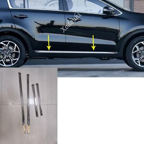 Car Sticker Body Detector Stainless Steel Side Door Trim Strip 4pcs For Kia Sportage KX5 2016 2017 2018