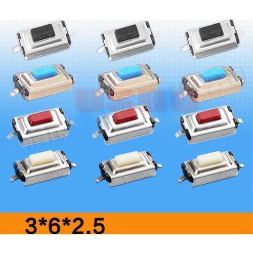 Wholesale 50ma 12V DC 3*6*2.5mm SMD Tact Switch 2 pin micro button switch Two feet of the liquid crystal device Tactile switch
