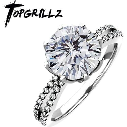 TOPGRILLZ 1.0 ct 6.5mm Round Cut VVS1 Moissanite Ring Classic Moissanite Wedding Ring Engagement Anniversary Ring 18k White Gold