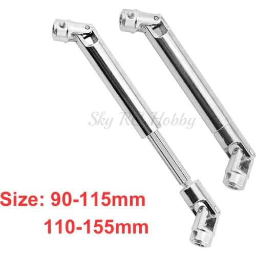 1PCS / 2PCS 90-115mm 110-155mm Steel CVD Universal Joint Drive Shaft for 1/10 RC Rock Crawler Car Axial SCX10 D90