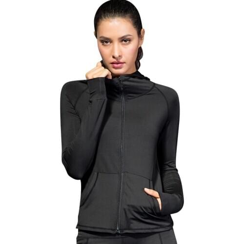 Women Sportswear Jacket Training Hooded Workout Fitness Tops Long Sleeve Yoga Shirt Quick Dry Running Female Zipper Jacket