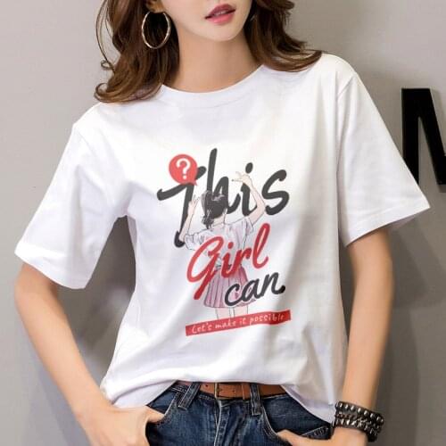 New Summer T shirt Women beauty This Girl Can Printed T-shirt Femme Harajuku White Short Sleeve Tops Female Clothing Tshirt Tee