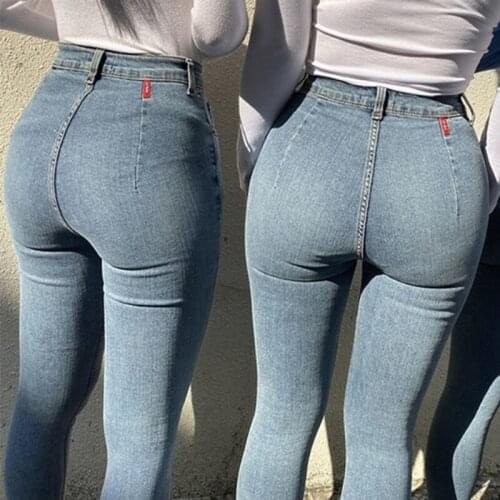 Women Fashion High Waist Skinny Jeans Sexy Slim Fit Denim Pants Stylish Pencil Trousers