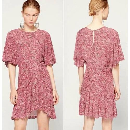 Women Dress 2021 Spring and Summer New Ladies Stitching Printed Asymmetric Dress