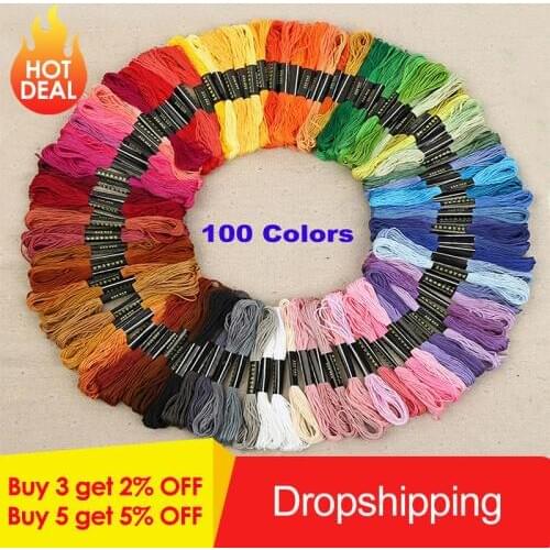 24/100 Colors Polyester Embroidery Thread Hand Cross Stitch Floss Sewing Skeins Craft DIY Handmade Accessories Knitting Tools