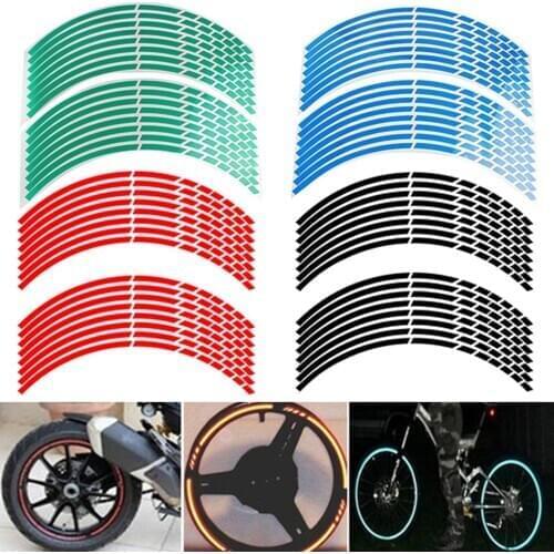 16Pcs Car Motorcycle Bicycle Wheel Rim Reflective Sticker Tape Strip Decal Decor