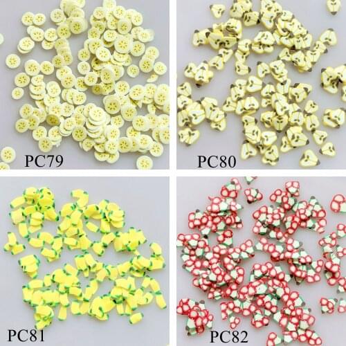 20g/bag Polymer Clay Slices 3D 5mm Polymer Clay Sticker Fruit Series Banana Pear Cherry Coconut Pineapple