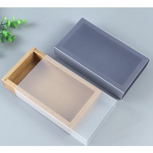 20pcs Black Paper Drawer Boxes with Frosted Sleeve Handmade Soap Craft Jewel Kraft Box for Wedding Party Candy Gift Packaging