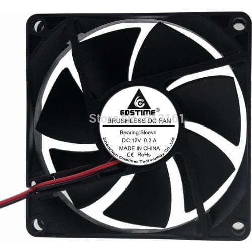 5 PCS Gdstime 80x80x20mm 80mm 12V 2Pin DC Brushless Cooling Cooler Fan