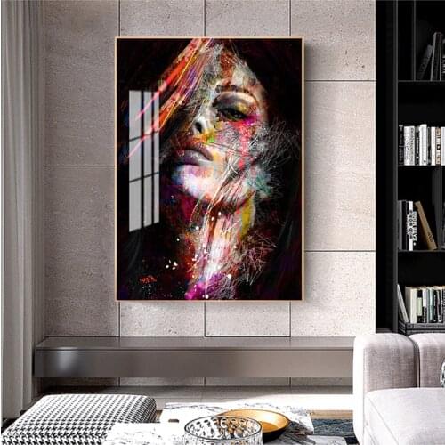Abstract Girls Wall Paintings Print on Canvas Graffiti Artwork Portrait Poster Prints for Modern Home Living Room Decor