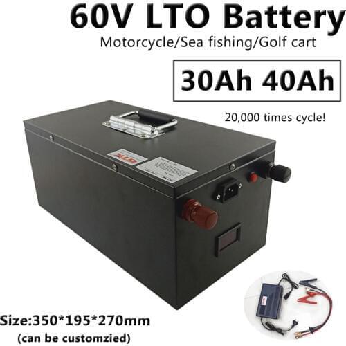 Golf cart LTO battery pack 60V 30Ah 40Ah Lithium titanate battery 20,000 cycles with power BMS for motorcycle+5A charger