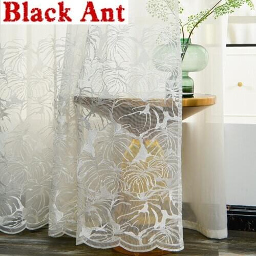 White Embroidery Tulle Curtain For Living Room Window Screen Nordic Style Voile Sheer Curtain Fabric Kitchen Drape Panel X-ZH231