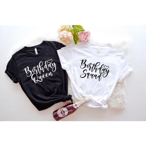 Birthday Babe Girl Squad Its My Group Shirts esthetic Cotton O Neck Short Sleeve Top Tee Graphic shirt Streetwear harajuku goth