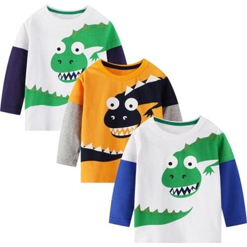Spring Autumn Boy T-shirt 2021 New Kids Boys Cute Cartoon Dinosaur 3pcs /lot T-shirts Tees for Children