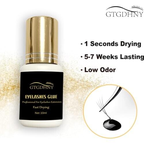 GTGDHNY 10ml Eyelash Glue 1 Seconds Fast Drying Eyelashes Extension Glue Pro Lashes Glue Black Adhesive Retention Long Last