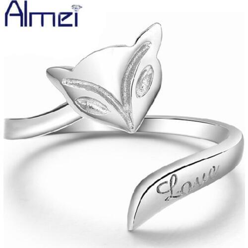 Rings Women Cute Fox Animal Ring New Jewellery Silver Wedding Vintage Jewelry Bague Femme Party Anel Bijoux Anillos Mujer J409