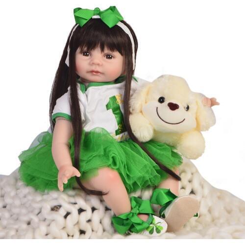 Bebes Reborn girl toddelr alive doll with puppy 22inch 55cm silicone reborn baby dolls toys for children bebe gift rebon