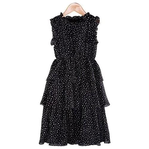 Summer Cosy Polka Dot Dress Girls Sweet Princess Dresses 2021 Children Sleeveless Party Black Cake Dress Lovely Clothes