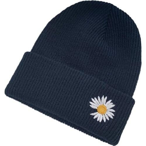 Hot Autumn and Winter Fashion Candy Color Short Daisy Knitted Warm Hat Childrens Hat
