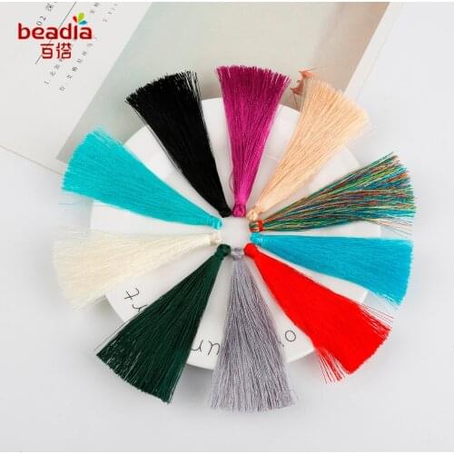Fashion 5-10pcs/lot Handmade 90mm Long Mini Tassel 100% Rayon Silk fringe Tassel Fringe for Clothing DIY Decoration