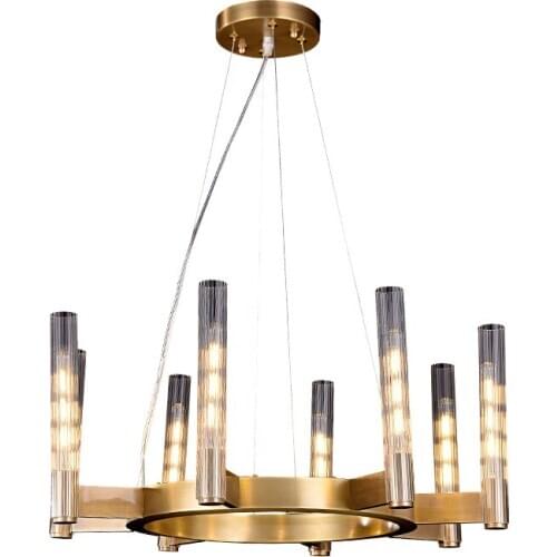 Postmodern fashion simple chandelier all copper dining room living room light luxury chandelier
