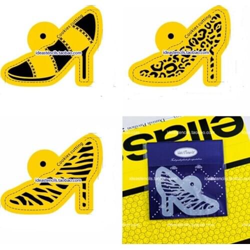 3pcs Fashion High Heel Shoes Cookie Stencils Coffee Biscuit Mold Barista Template Decor Mould Pastry Mold reposteria patisserie