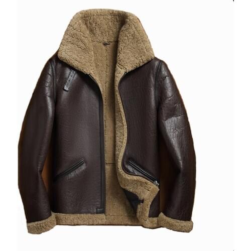 2020 winter mens fashion lamb sheep fur sheepskin leather surface shearling wool lining biker jacket coat