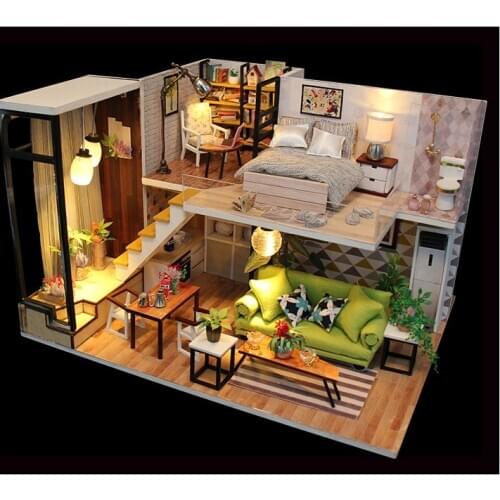 Mylb Doll House Miniature DIY Dollhouse With Furnitures Wooden House Nordic Time Toys For Children Birthday Gift