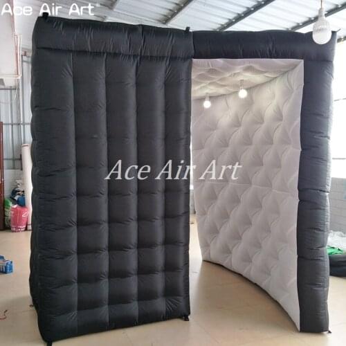 New design lighting black sector inflatable photo booth enclosure canopy,selfi touch wedding kiosk for Chile on cheap price