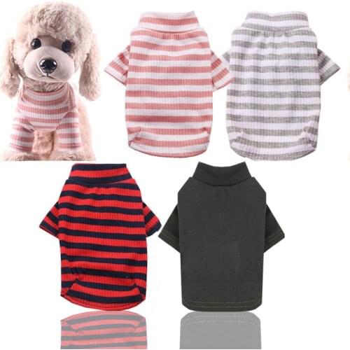 Pet Dog Clothes Striped Dog Jumpsuit Pajamas Dog Coats Long Sleeves Cotton Shirt Winter Autumn Chihuahua Puppy Knitted Coat Warm