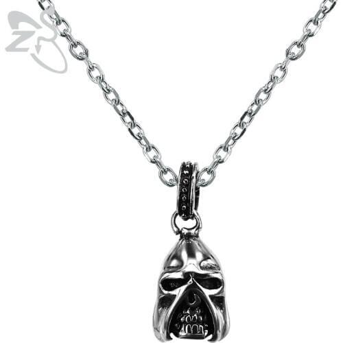 ZS Punk Skull Pendant Necklace for Men 316L Stainless Steel Jewelry Male Rock Roll Biker Necklace Vintage Hip Hop Jewellry