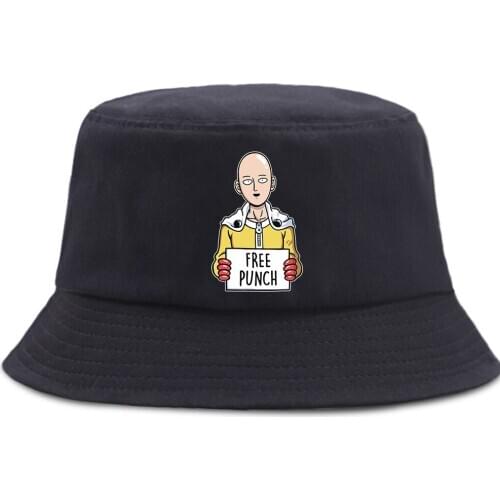 Free Punch Cartoon One Punch Man Fishermans Hats Outdoor Unisex Beach Sun Cap Foldable Hip Hop Bucket Hat Sunscreen Panama Caps