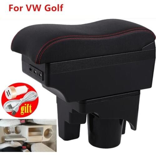 For VW golf V Armrest box FOR VOLKSWAGEN GOLF 5 MK5 V GOLF 6 MK6 VI Interior Car Armrest Center Storage box with USB LED light