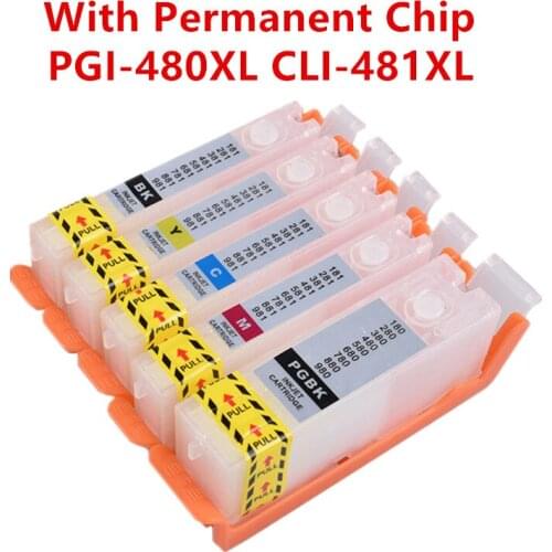 Empty refill ink cartridge PGI-480 PGI480 PGI-480XL cli 481 XL refillable For canon TS704 TS6140 TS6240 TS6340 TR7540 TR8540