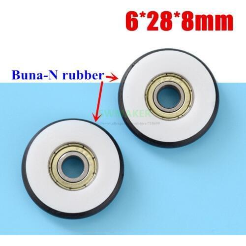 6*28*8mm Buna-N rubber O rubber ring rubber rubber roller, mute elasticity, 696 bearing pulley for blackboard / fishing / tackle