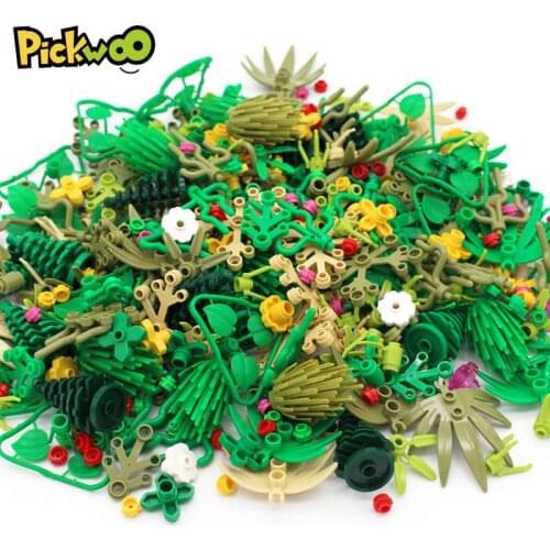 Pickwoo 200g 500g Military Plant Grass Building Blocks City Street View Garden DIY Bricks Parts Compatible with Flower Set Meal