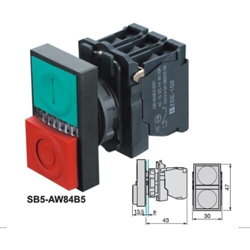 XB5-AW84B5 XB5-AL845 Waterproof LED Illuminated Push Button Switch Double Head Switch XB5 XB5-AW