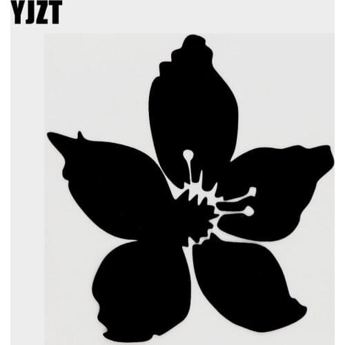 YJZT 13.7CM×14.3CM Pretty Plant Flowers Vinyl Motorcycle Car Sticker Decal Black/Silver 18B-0179