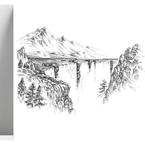 ZhuoAng Mountains And Trees Clear Stamp for Scrapbooking Rubber Stamp Seal Paper Craft Clear Stamps Card Making