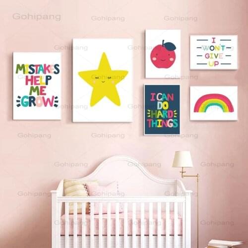 Stars Apple Rainbow Posters and Prints Nursery Wall Art Childrens Room Decoration Painting Baby Room Pictures Home Decor Poster