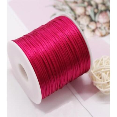 1MM Shocking Pink Nylon Chinese Satin Silk Knot Cord Rattail Thread Necklace Macrame String Jewelry Findings Beading Rope #129