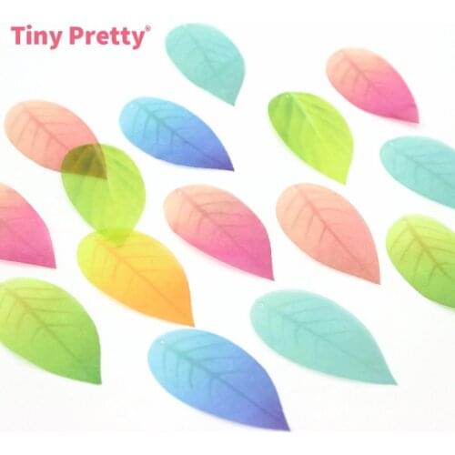 50PCS Colorful Organza Tree Leaf Cutouts Chic Sheer Leaf Appliques for DIY Dangle Drop Earring Making, Party Decoration