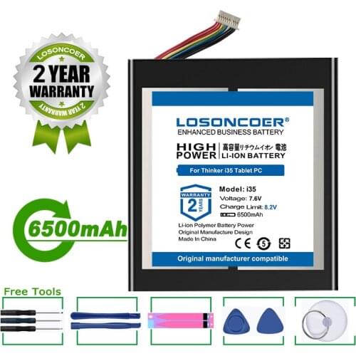LOSONCOER Battery 6500mAh Battery For ALLDOCUBE Cube Thinker i35 Tablet PC Kubi 10 Lines+Plug
