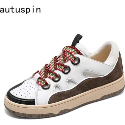 Autuspin Mixed Colors Skateboard Vulcanize Shoes for Women Summer Newesr Cross Tied Platform Sneakers Female Outdoor Casual Shoe