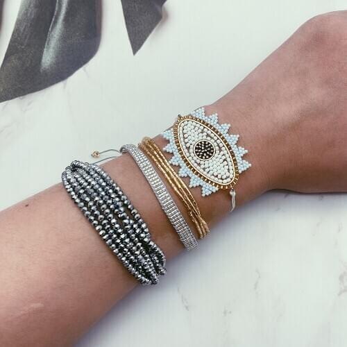 BLUESTAR MIYUKI Bracelet Turkish Eye Bracelet Femme Evil Eye Pulseras Mujer Moda Crystal Jewelry Handmade Braided Armband