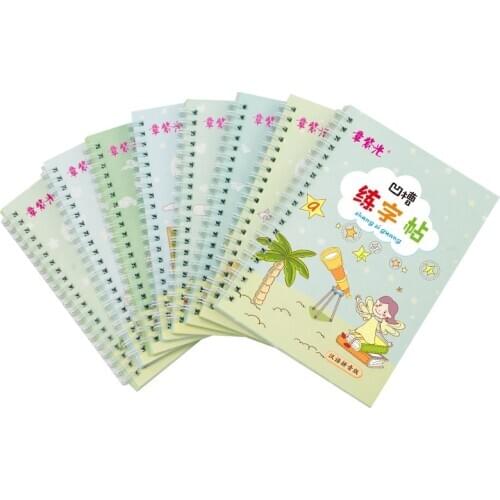 Childrens 8PCS Young Copybook Groove Calligraphy Practice Board 3-8-Year-Old Beginners Children Regular Script With Numbers AJ